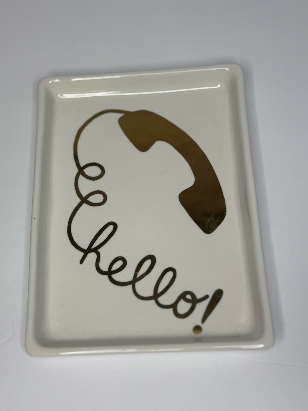 Magenta Hello Phone Trinket Dish  Jewelry Dish Ivory and Gold